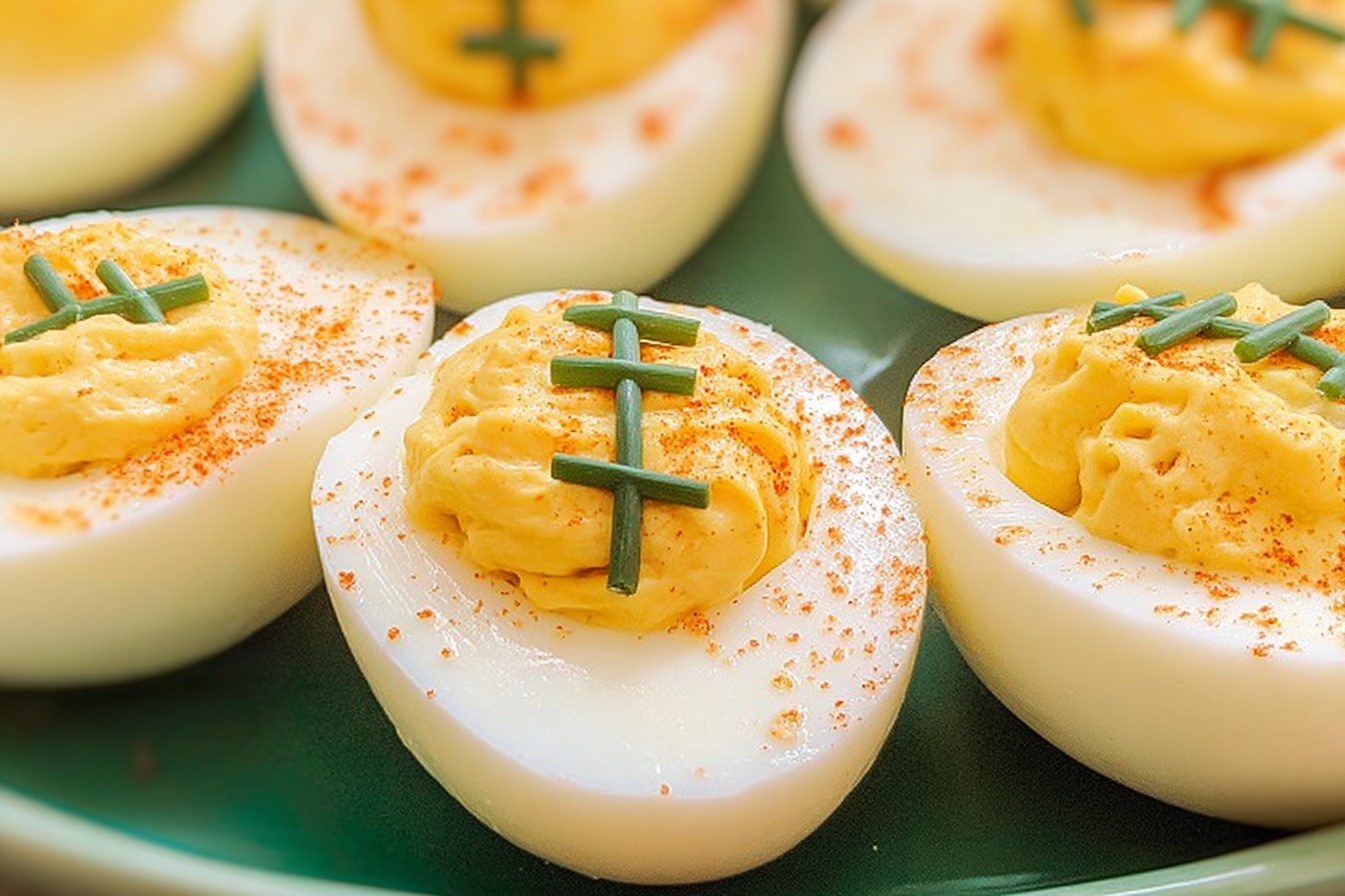 Football Deviled Eggs Recipe For Game Day Wins 6 Football Deviled Eggs