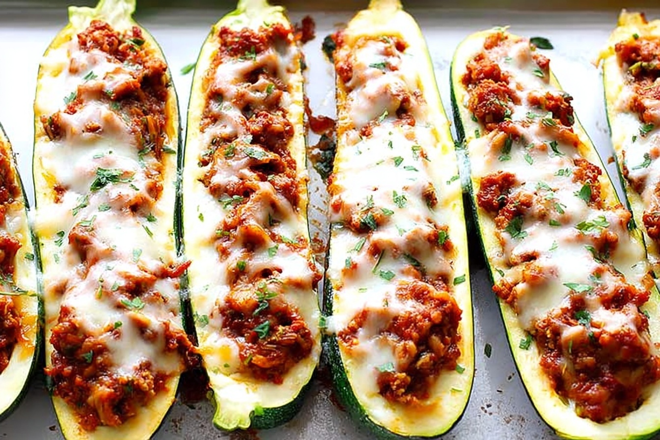 Stuffed Zucchini Boats Easy Cheesy Recipe 6 Stuffed Zucchini Boats