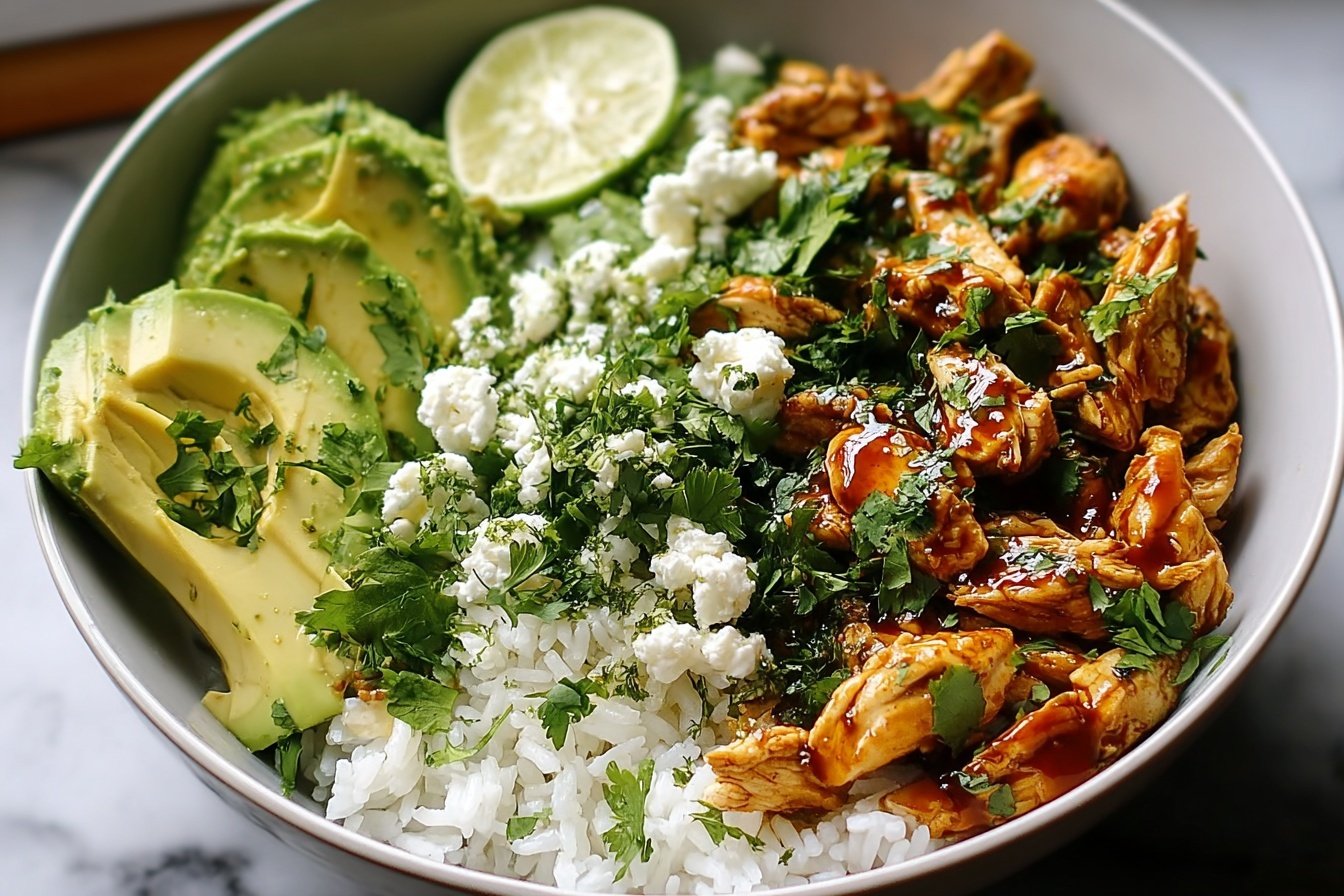 Easy Honey Lime Chicken & Avocado Rice Bowl