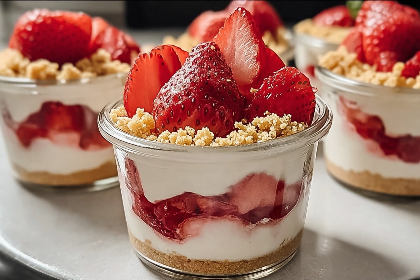 Strawberry Cheesecake Dessert Cups Recipe 6 No-Bake Strawberry Cheesecake Cups
