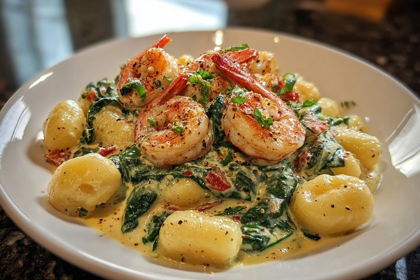 Shrimp And Spinach Creamy Gnocchi