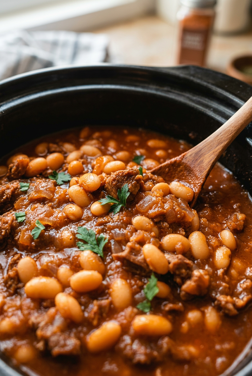 Slow Cooker Pork And Beans