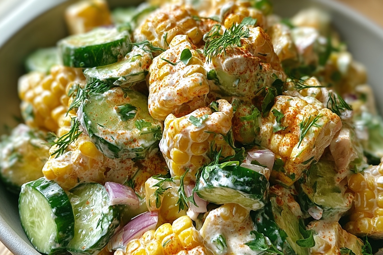 Street Corn Creamy Cucumber Salad